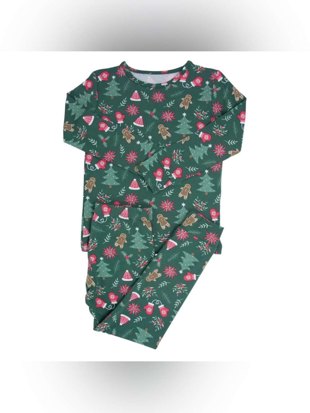 Sweet Bamboo Big Kids Tis The Season Evergreen Size 10 NWT Unisex Pajamas Set